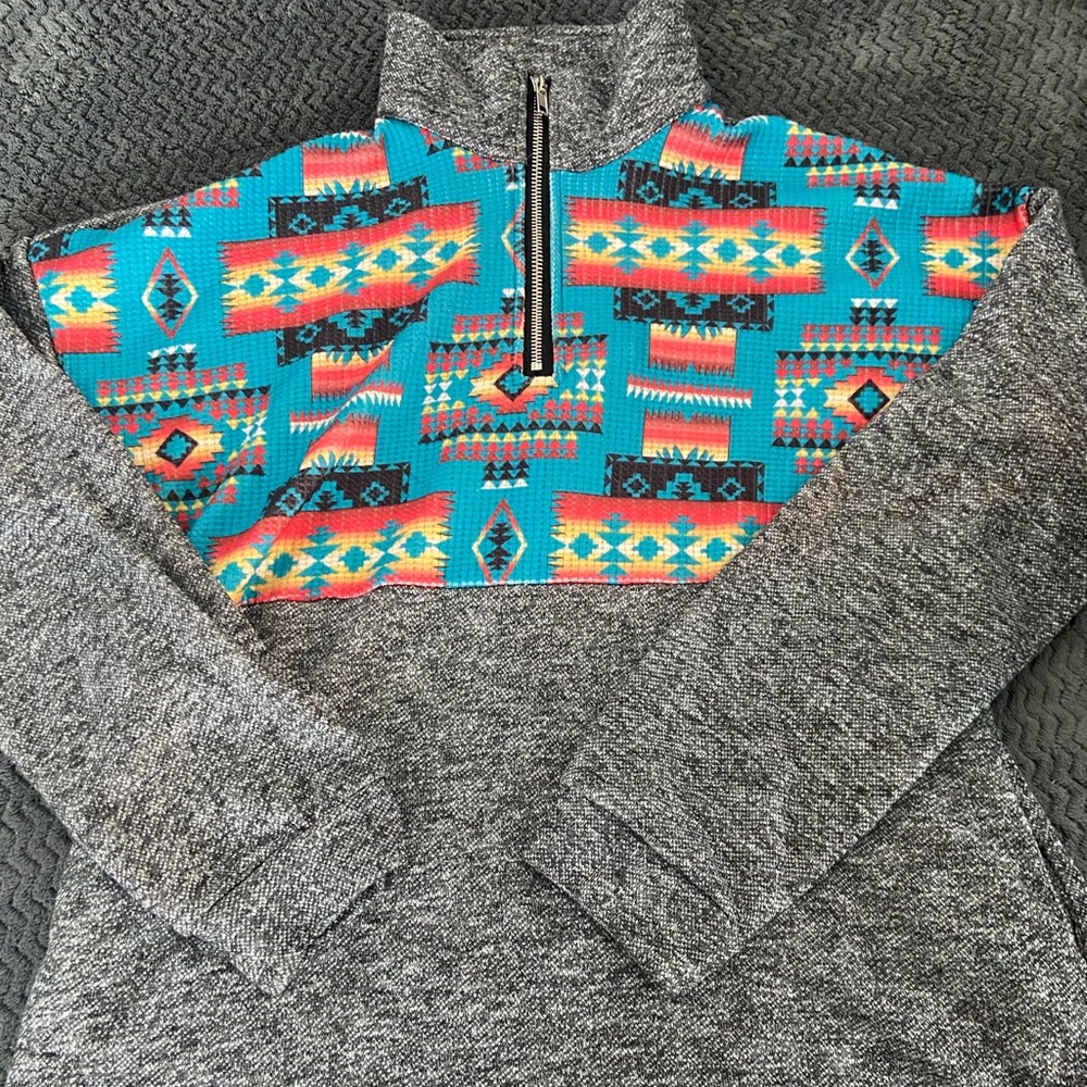 Super Cute Western Aztec 1/4 Zip up Sweatshirt